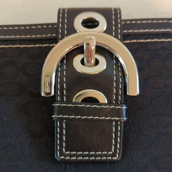 COACH BUCKLE SOHO BLACK BI-FOLD WALLET Leather Trim - Picture 4 of 6